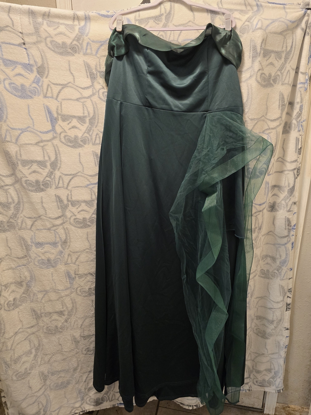 Aritzia Emerald Green Strapless Maxi Dress with Sheer Draped Overlay